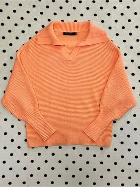 MEROKEETY Oversized V-Neck Collared Knit Sweater Size M